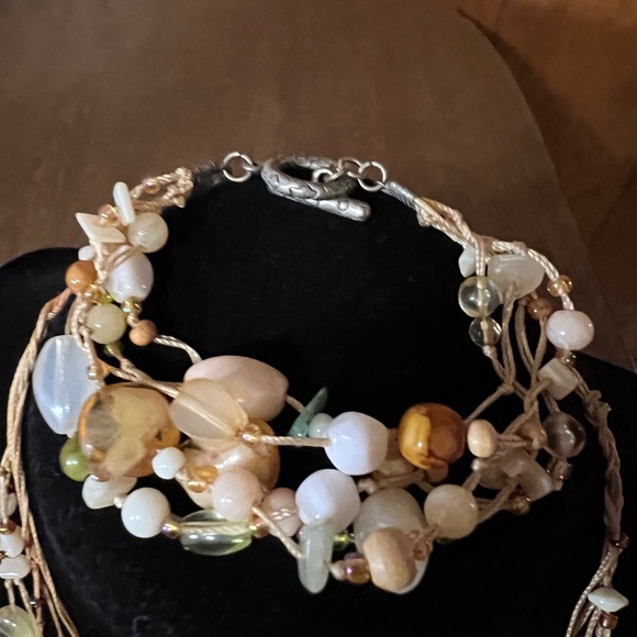 Multi Strand Stone Beaded Necklace Bracelet Set Jewlery - Picture 3 of 7